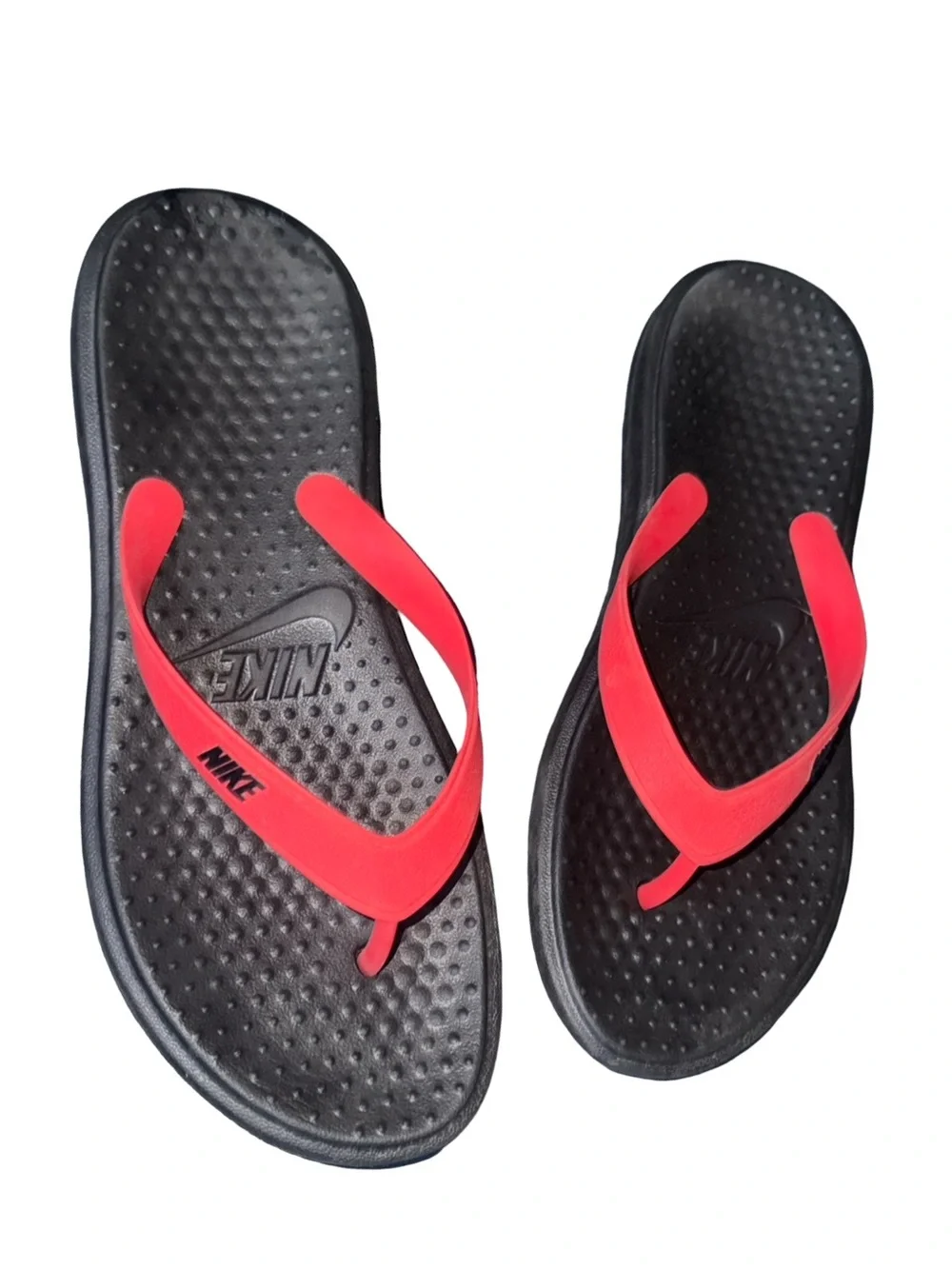Men's Nike Solay Thong Sandals in red and black size 12